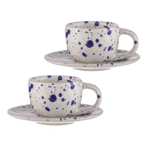 Cești pentru espresso din gresie alb-albastru 2 buc. 100 ml Carnival – Ladelle