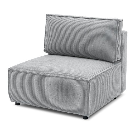 Modul pentru canapea gri deschis cu tapițerie din catifea reiată (de mijloc) Nihad modular – Bobochic Paris
