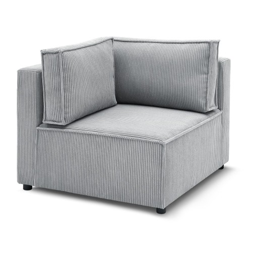 Modul pentru canapea gri deschis cu tapițerie din catifea reiată (cu colț variabil) Nihad modular – Bobochic Paris