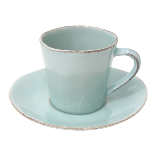 Ceașcă din gresie ceramică cu farfurioară Costa Nova, 190 ml, turcoaz