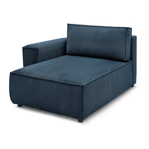 Modul pentru canapea albastru închis cu tapițerie din catifea reiată (cu colț pe partea stângă ) Nihad modular – Bobochic Paris