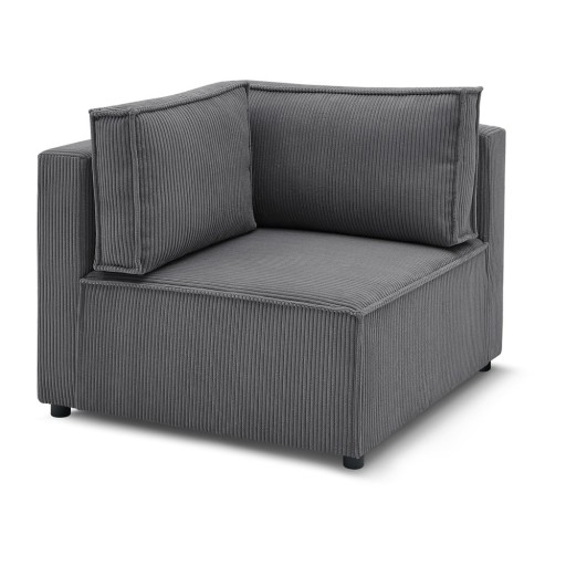 Modul pentru canapea gri închis cu tapițerie din catifea reiată (cu colț variabil) Nihad modular – Bobochic Paris