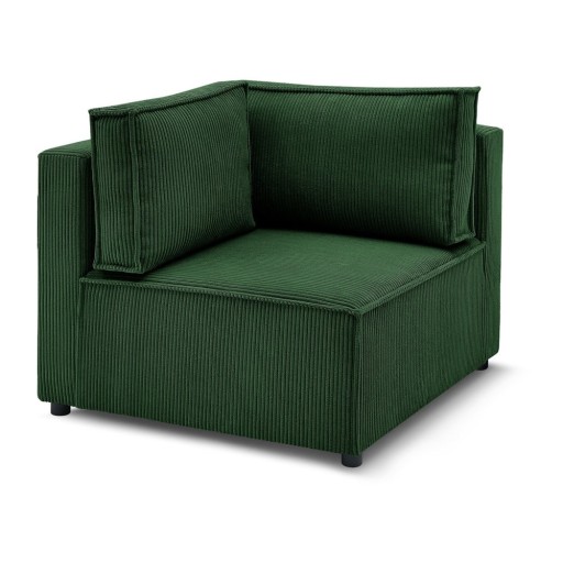 Modul pentru canapea verde cu tapițerie din catifea reiată (cu colț variabil) Nihad modular – Bobochic Paris