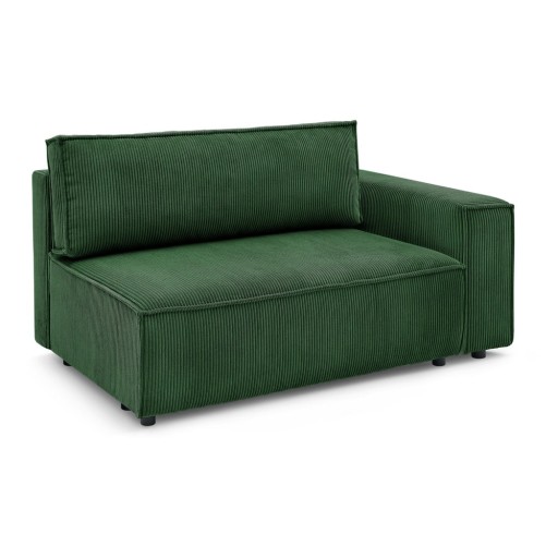 Modul pentru canapea verde cu tapițerie din catifea reiată (cu colț pe partea dreaptă) Nihad modular – Bobochic Paris