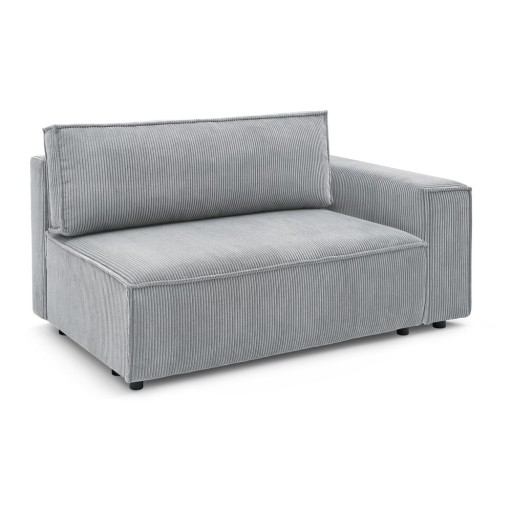 Modul pentru canapea gri deschis cu tapițerie din catifea reiată (cu colț pe partea dreaptă) Nihad modular – Bobochic Paris