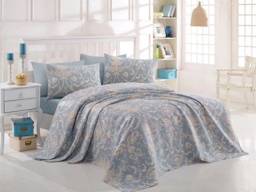 Cuvertura pique Single, Tuval - Blue, EnLora Home, Bumbac