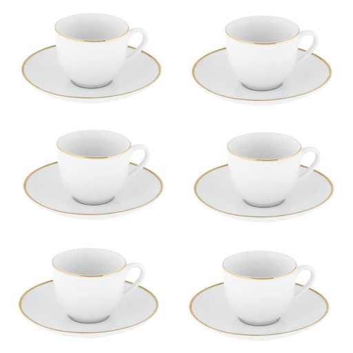 Cești albe 6 buc. din porțelan 100 ml Gold Chic – Villa Altachiara