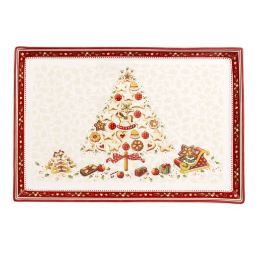 Platou pentru prajituri, Villeroy &amp; Boch, Winter Bakery Cake, 39 x 26.5 cm, portelan premium