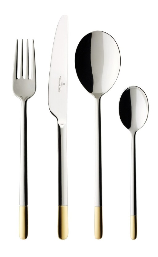 Set tacamuri 24 piese, Villeroy &amp; Boch, Ella, inox 18/10, placat cu aur