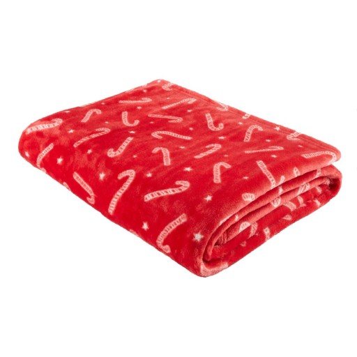 Pătură din micropluș 130x170 cm cu model de Crăciun Candy Cane – Catherine Lansfield