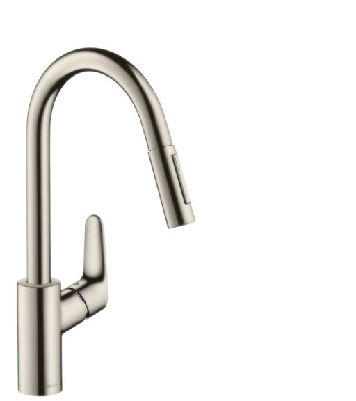 Baterie bucatarie Hansgrohe Focus 240  dus extractibil  inox optic