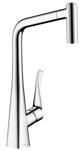 Baterie bucatarie Hansgrohe Metris 320  dus extractibil  inox optic