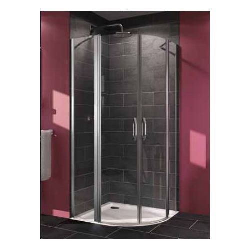 Cabina de dus Huppe X1B semirotunda 90cm cu usi batante si segment fix  sticla clara 6mm si profile crom