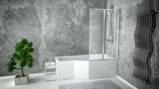 Paravan cada Besco Ambition Premium 2  doua elemente mobile  80.5x140cm  sticla clara 4 mm  profile crom