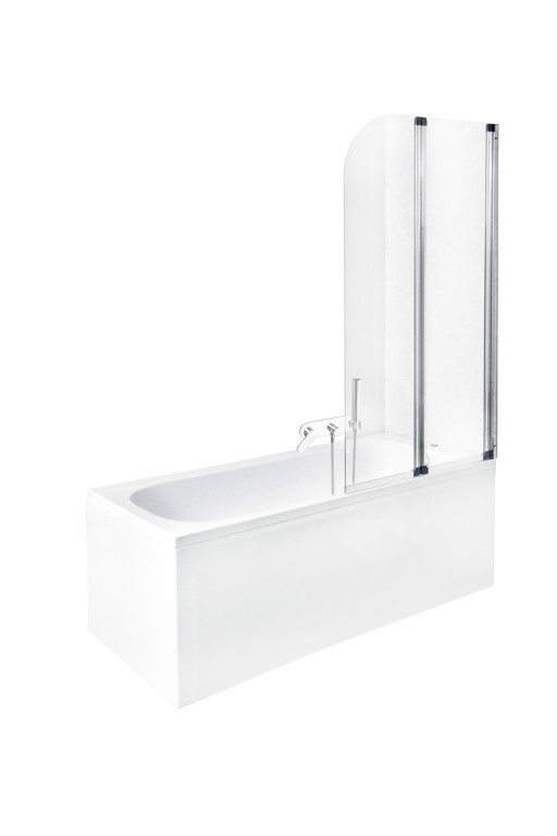 Paravan cada Besco Ambition 2  doua elemente mobile  80 5x140cm  sticla transparenta 4 mm  profil crom