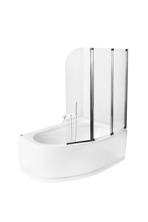 Paravan cada Besco Ambition 3  trei elemente mobile  123 5x139cm  sticla transparenta 4 mm  profil crom
