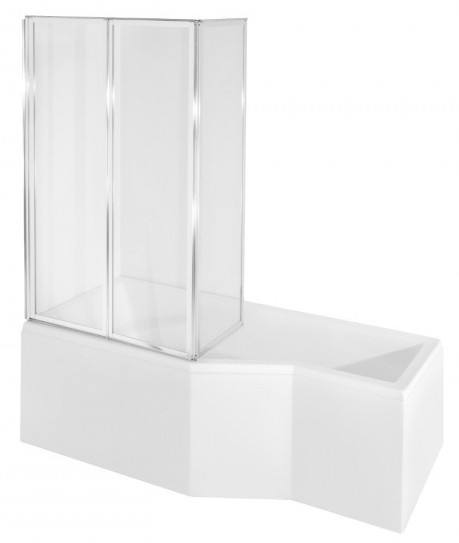 Cada baie asimetrica Besco Integra 170x75cm cu paravan sticla 3 elemente  orientare stanga