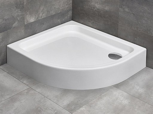 Cadita de dus asimetrica Radaway Siros E Compact 80x90 cm  cu panou integrat si orientare stanga