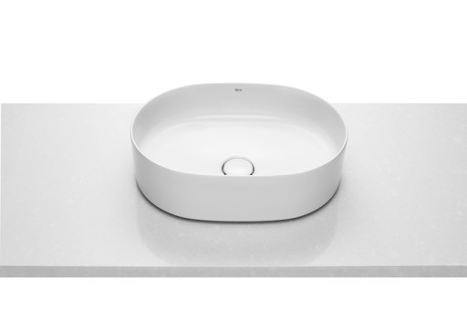Lavoar tip bol Roca Inspira Round 500x370mm  fara orificiu baterie  fara preaplin  montare pe blat  alb