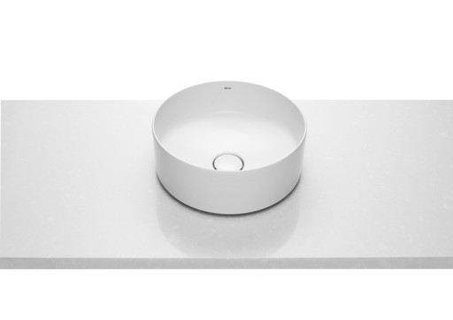 Lavoar tip bol Roca Inspira Round 370x37mm  fara orificiu baterie  fara preaplin  montare pe blat  alb