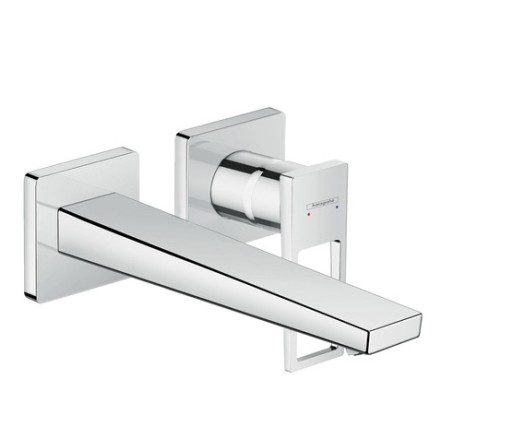 Baterie lavoar Hansgrohe Metropol de perete  pipa 225mm  fara ventil  cu levier decupat  necesita corp incastrat