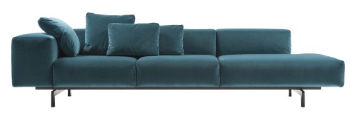 Canapea Kartell Largo Velluto design Piero Lissoni cu 3 locuri  brat dreapta  298cm  turcoaz