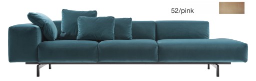 Canapea Kartell Largo Velluto design Piero Lissoni cu 3 locuri  brat dreapta  298cm  roz