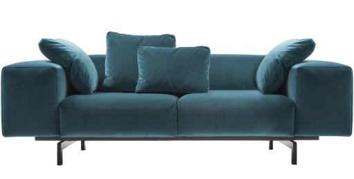 Canapea Kartell Largo Velluto design Piero Lissoni cu doua locuri  doua brate  226cm  turcoaz