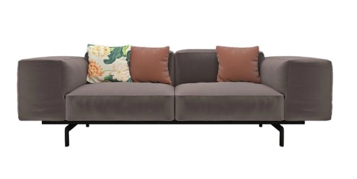 Canapea Kartell Largo Velluto design Piero Lissoni cu doua locuri  doua brate  226cm  gri