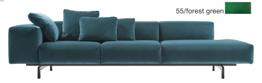 Canapea Kartell Largo Velluto design Piero Lissoni cu 3 locuri  brat dreapta  298cm  verde padure