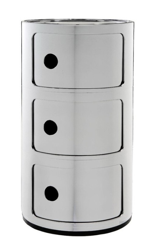 Comoda modulara Kartell Componibile 3 design Anna Castelli Ferrieri  crom metalizat