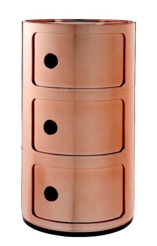 Comoda modulara Kartell Componibile 3 design Anna Castelli Ferrieri  cupru metalizat
