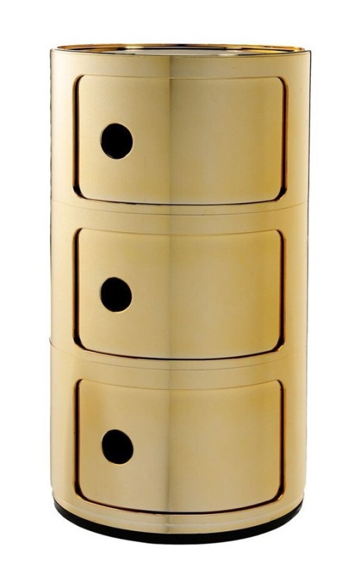 Comoda modulara Kartell Componibile 3 design Anna Castelli Ferrieri  auriu metalizat