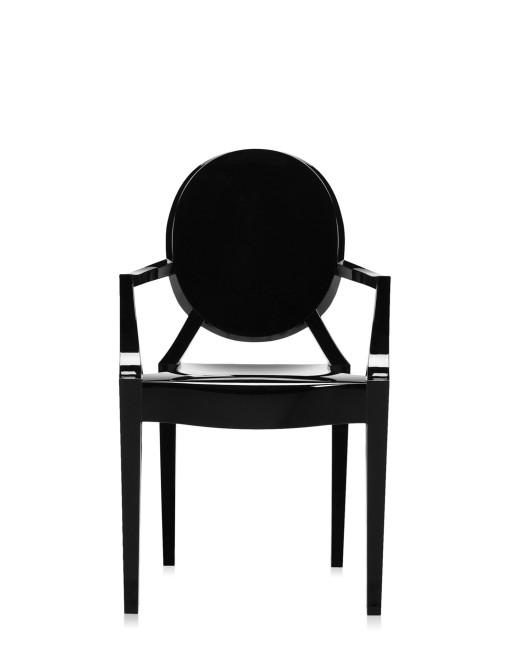 Set 2 scaune Kartell Louis Ghost design Philippe Starck  negru lucios