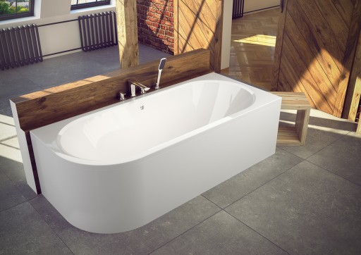 Cada baie asimetrica Besco Avita 150x75cm  acril  orientare dreapta