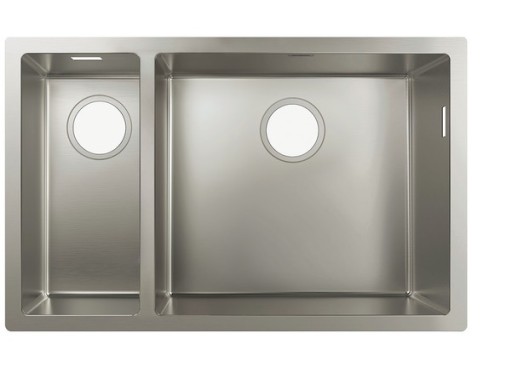 Chiuveta bucatarie Hansgrohe S719-U655 cu 2 cuve inegale  705x450mm  cuva mare dreapta  montare sub-blat  inox