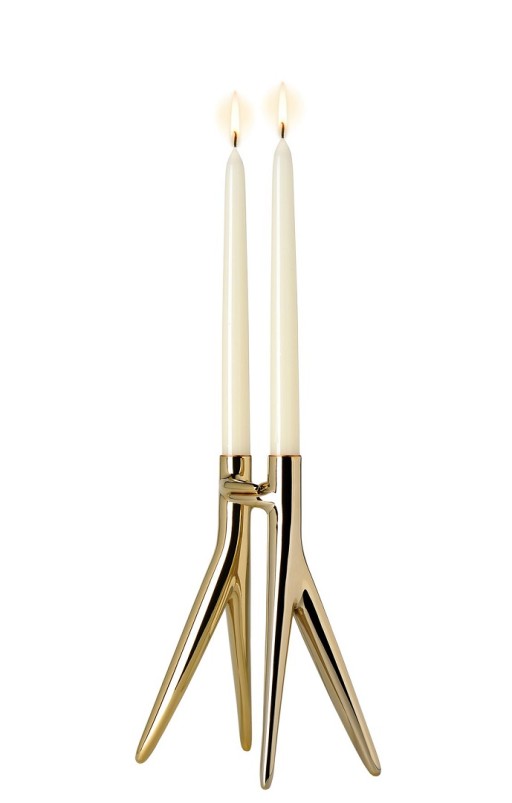 Suport lumanari Kartell Abbracciaio design Philippe Starck & Ambroise Maggiar  h 25cm  auriu
