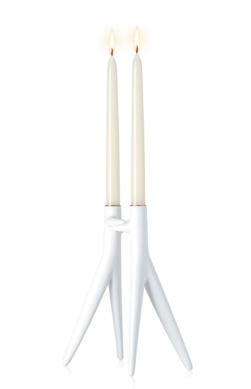 Suport lumanari Kartell Abbracciaio design Philippe Starck & Ambroise Maggiar  h 25cm  alb mat