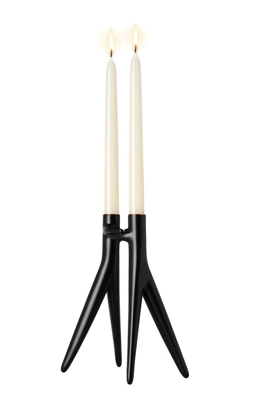 Suport lumanari Kartell Abbracciaio design Philippe Starck & Ambroise Maggiar  h 25cm  negru mat
