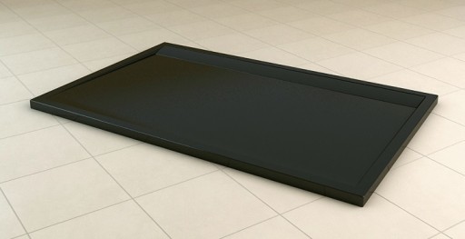 Cadita de dus dreptunghiulara SanSwiss ILA WIA  90x160cm slim  marmura sintetica  negru