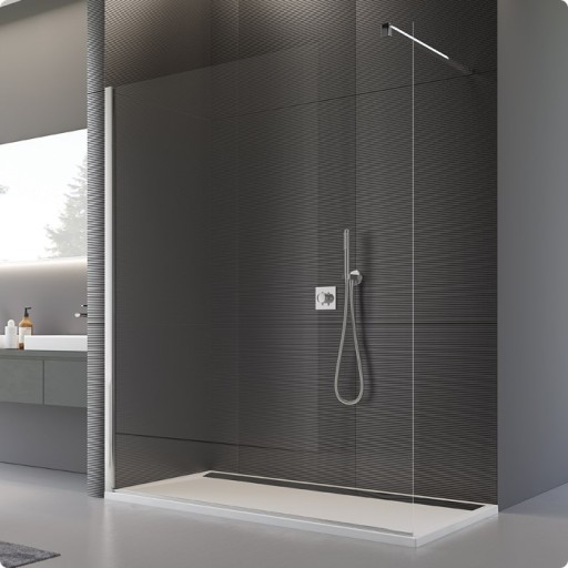 Cabina de dus tip walk-in SanSwiss Pur 80cm  profil crom