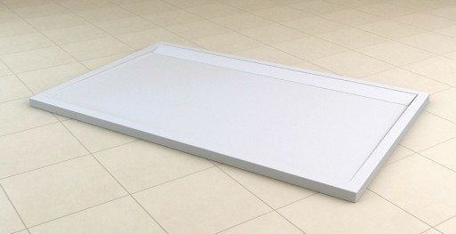 Cadita de dus dreptunghiulara SanSwiss ILA WIA  80x120cm slim  marmura sintetica  alb