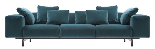 Canapea Kartell Largo Velluto design Piero Lissoni cu 3 locuri  doua brate  301cm  turcoaz
