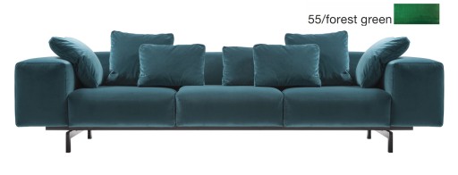 Canapea Kartell Largo Velluto design Piero Lissoni cu 3 locuri  doua brate  301cm  verde padure