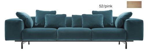 Canapea Kartell Largo Velluto design Piero Lissoni cu 3 locuri  doua brate  301cm  roz