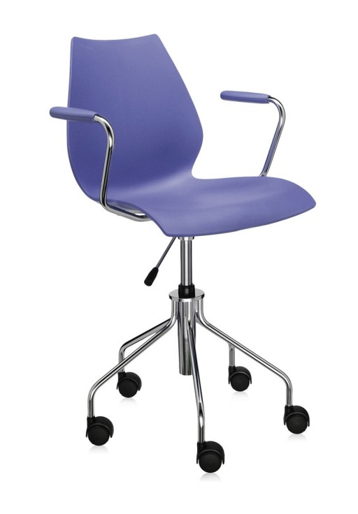 Scaun birou cu brate Kartell Maui  design Vico Magistretti  albastru navy