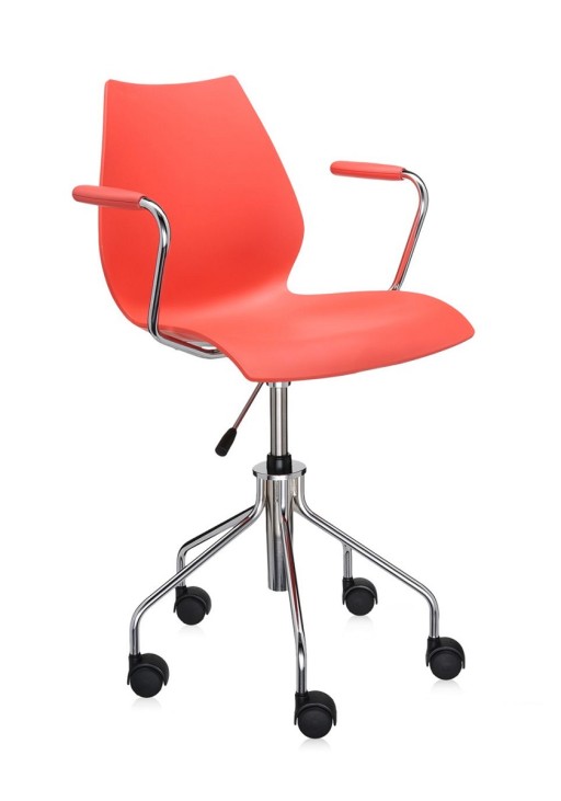 Scaun birou cu brate Kartell Maui  design Vico Magistretti  rosu