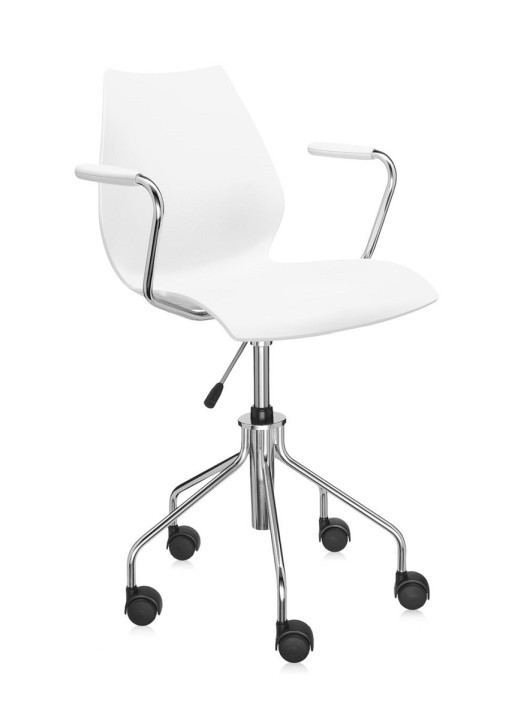 Scaun birou cu brate Kartell Maui  design Vico Magistretti  alb zinc