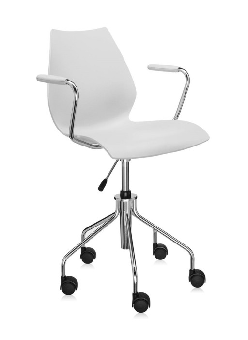 Scaun birou cu brate Kartell Maui  design Vico Magistretti  gri deschis