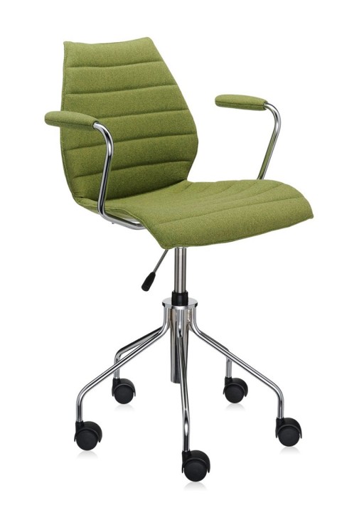 Scaun birou cu brate Kartell Maui Soft  design Vico Magistretti  Trevira verde